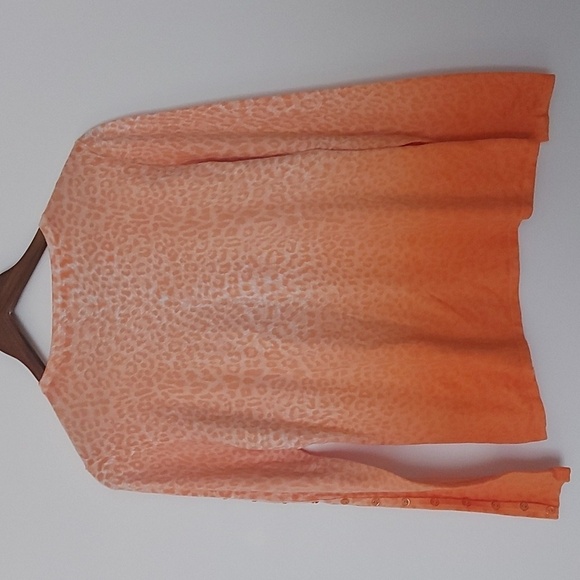 J Mclaughlin Cotton Modal Blend Leopard Ombre Lightweight Sweater Orange Size M - Picture 2 of 7